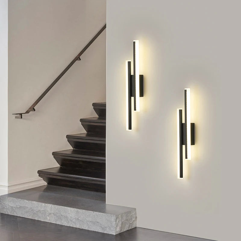 A modern LED wall light suitable for various interior spaces..