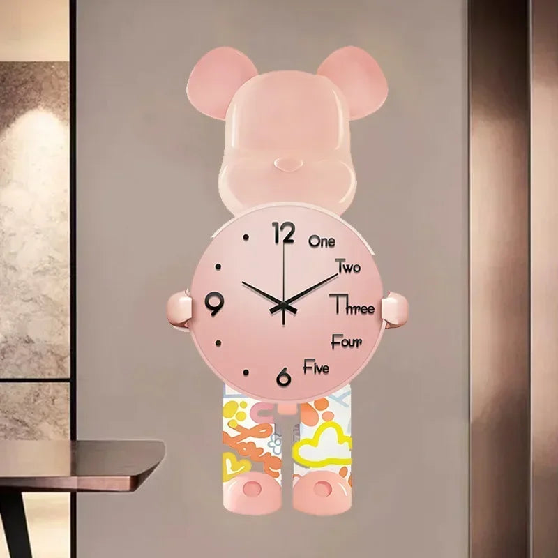 Aesthetic Bear Wall Clock LED Lamp