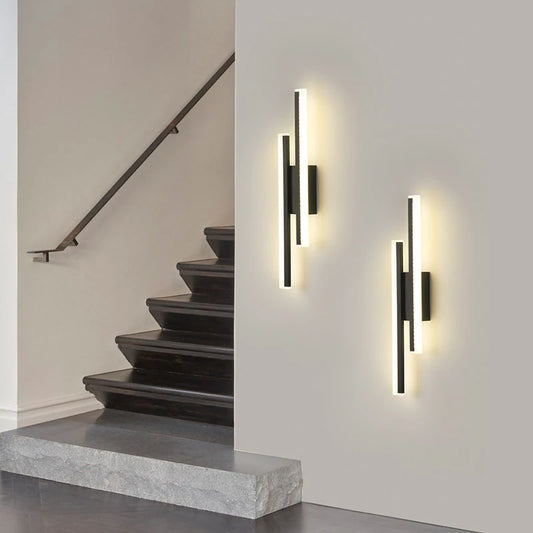 A modern LED wall light suitable for various interior spaces..