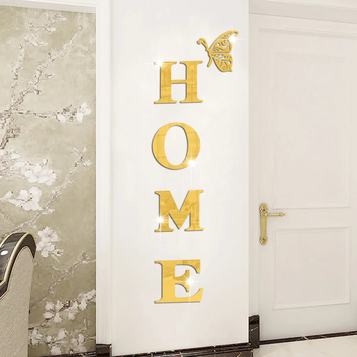 Large 3D Home Mirror Wall Stickers DIY Removable English Letters Family Acrylic Self-adhesive Mirror Wall Decals for Home Decor