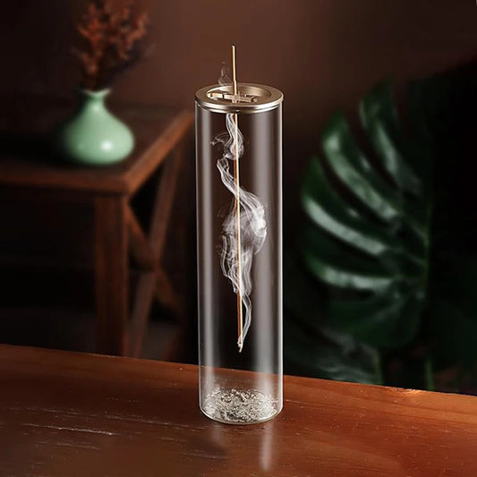 Modern Glass Incense Burner Anti-Ash Flying Incense Holder with Removable Glass