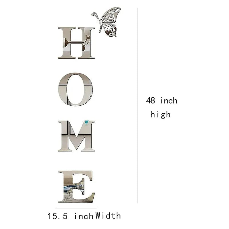 Large 3D Home Mirror Wall Stickers DIY Removable English Letters Family Acrylic Self-adhesive Mirror Wall Decals for Home Decor