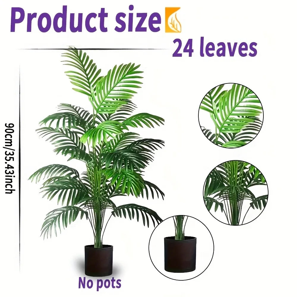 2PCS 24Leaves Areca palm simulation green plants realistic artificial trees suitable for bedroom living room outdoor decoration
