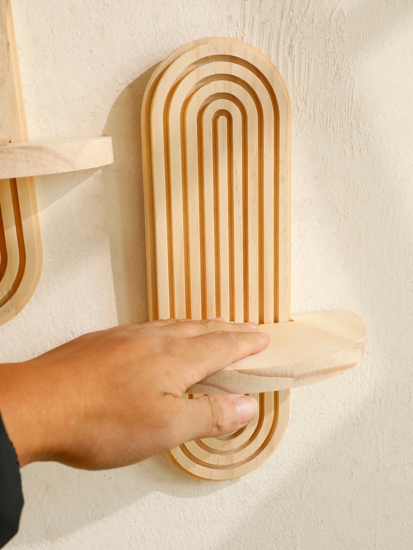 Boho Style Wooden Wall Shelf – Geometric Elegance Meets Natural Charm