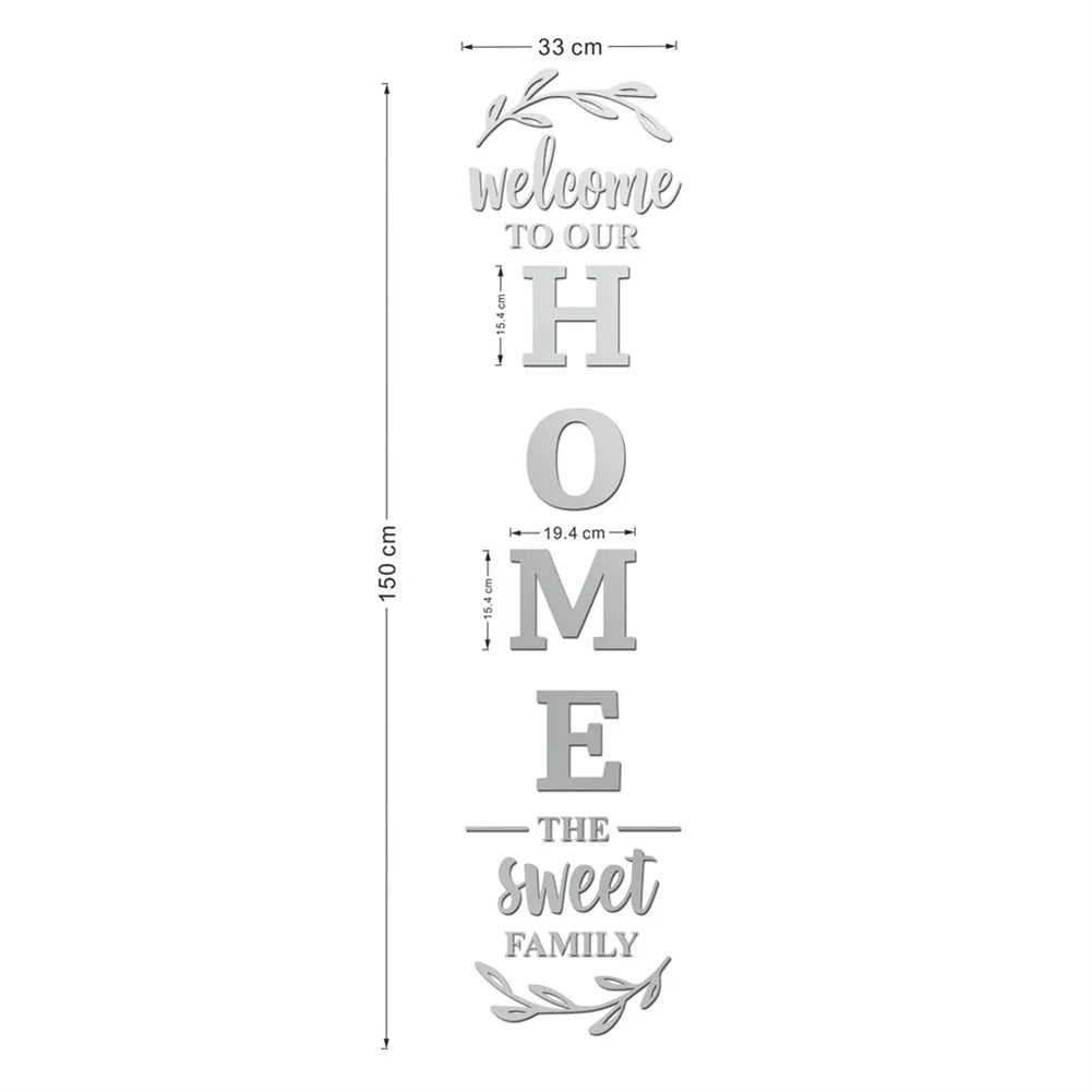 Large 3D Home Mirror Wall Stickers DIY Removable English Letters Family Acrylic Self-adhesive Mirror Wall Decals for Home Decor