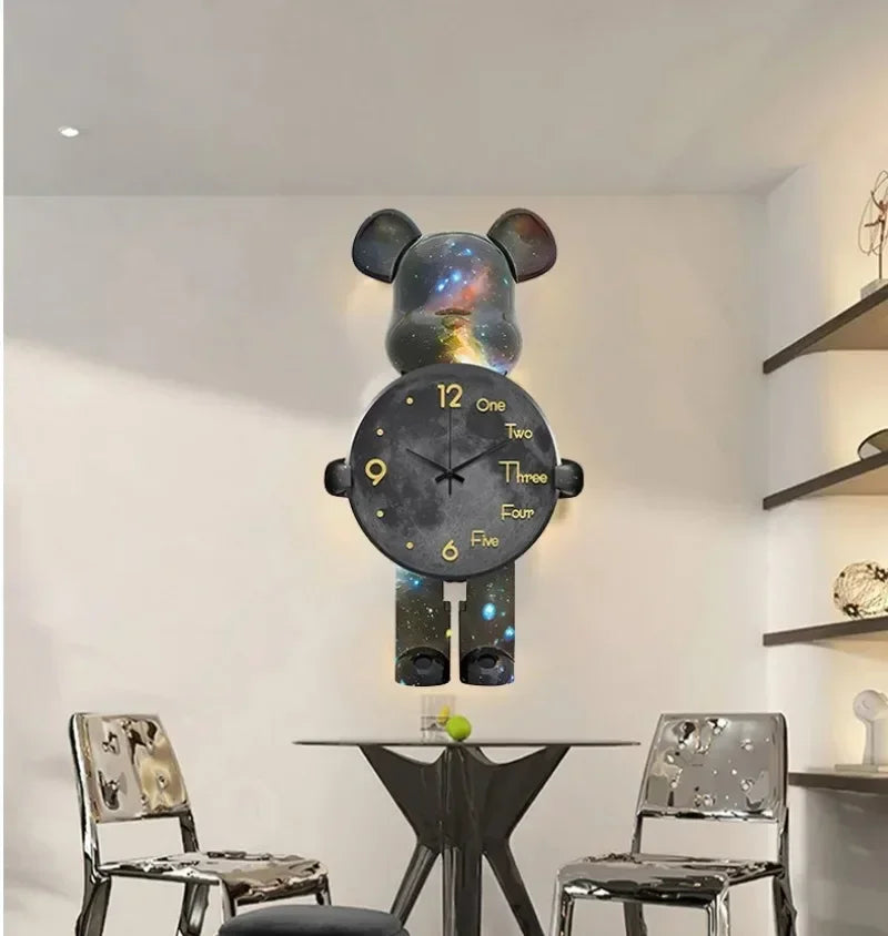Aesthetic Bear Wall Clock LED Lamp