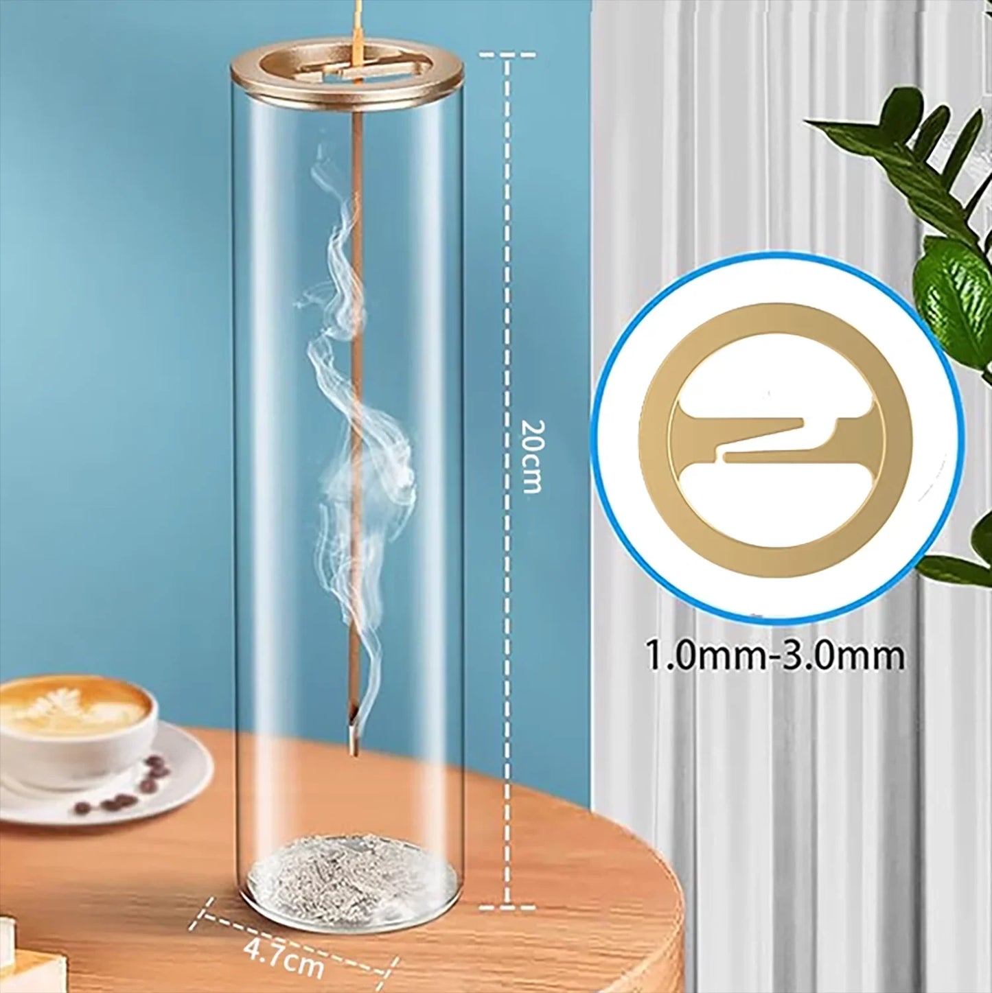 Modern Glass Incense Burner Anti-Ash Flying Incense Holder with Removable Glass