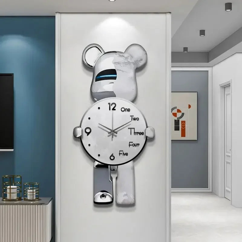 Aesthetic Bear Wall Clock LED Lamp
