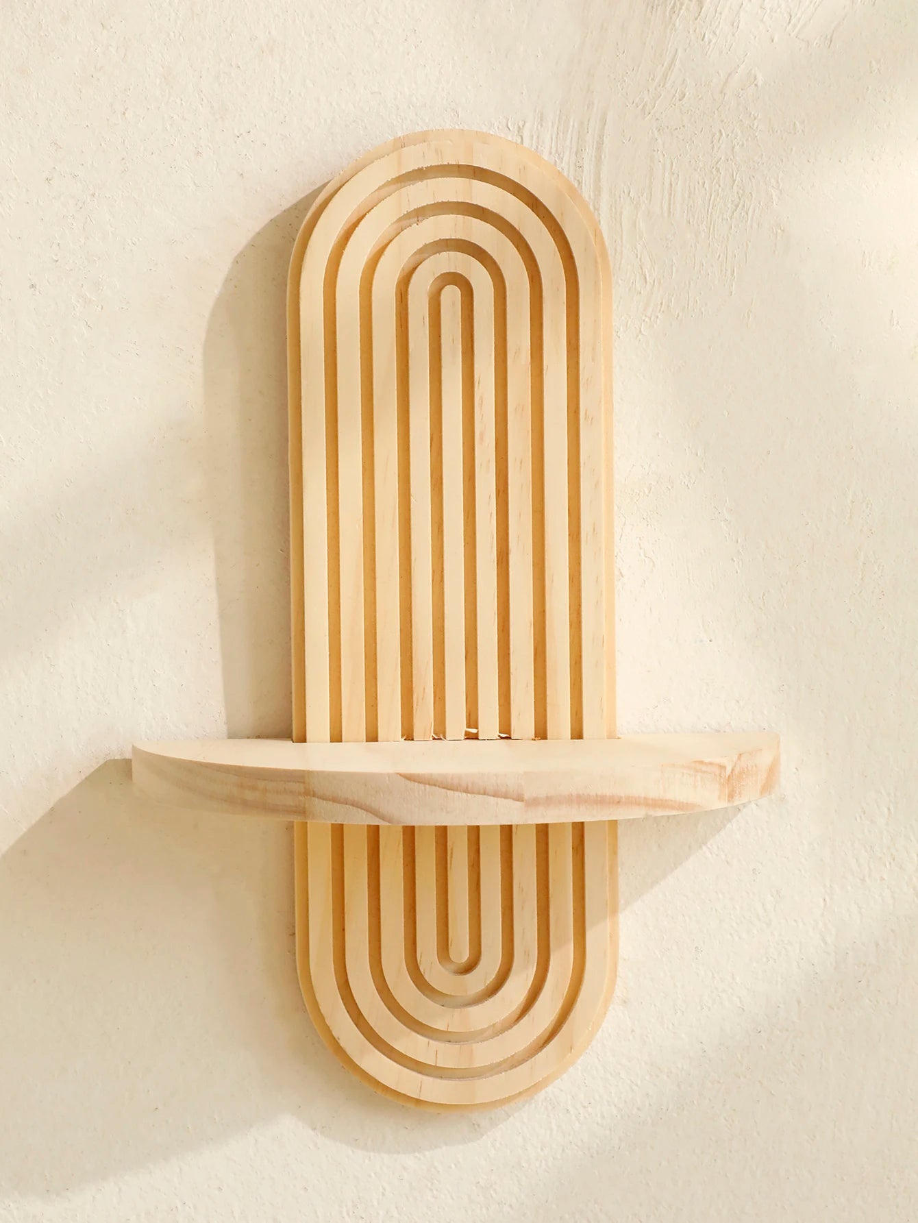 Boho Style Wooden Wall Shelf – Geometric Elegance Meets Natural Charm