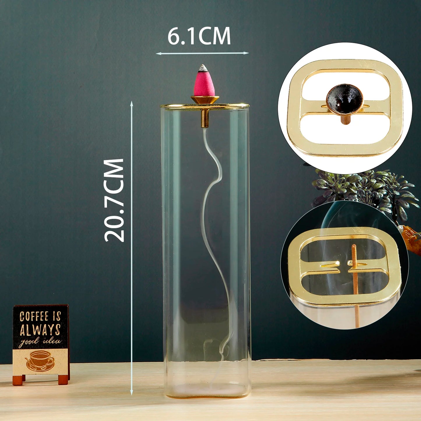Modern Glass Incense Burner Anti-Ash Flying Incense Holder with Removable Glass